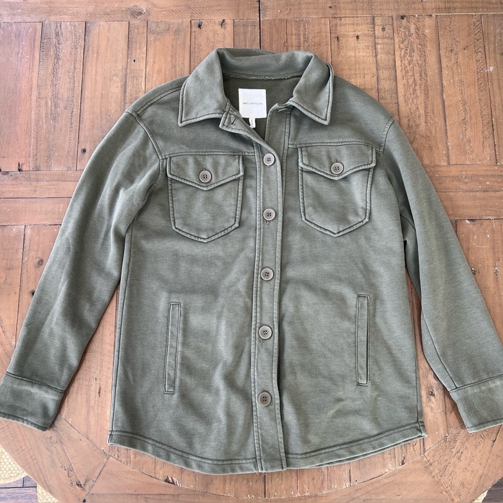Anthropologie Avec Les Filles Shacket XS Olive Green Button Up Shirt Jacket